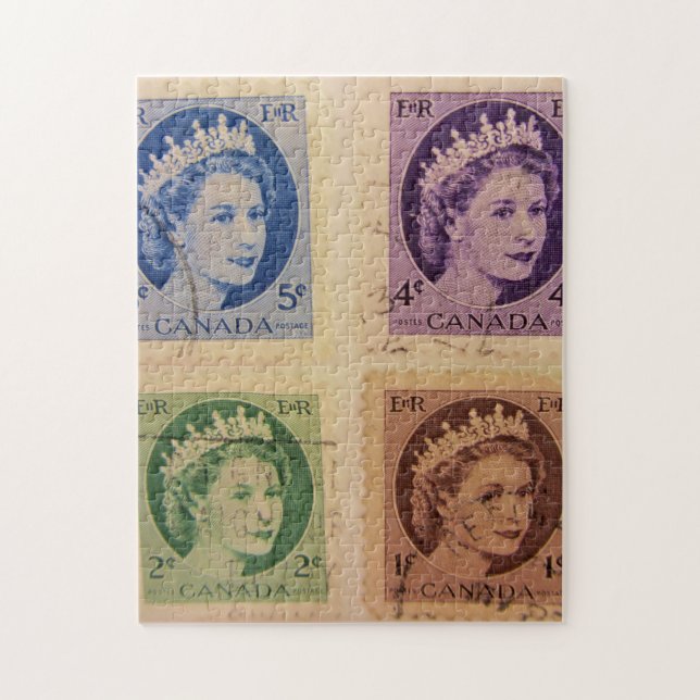 Queen Elizabeth Vintage Stamps Puzzle/Jigsaw Jigsaw Puzzle (Vertical)
