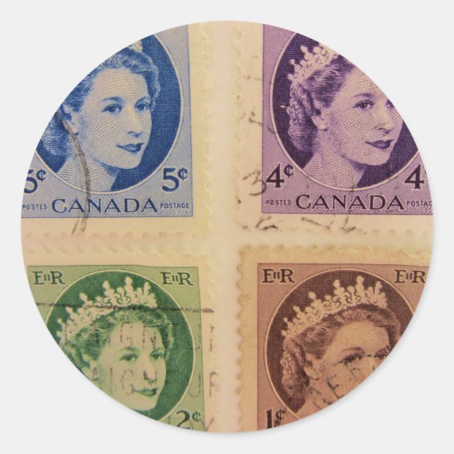 Queen Elizabeth Vintage Stamps Stickers (Front)