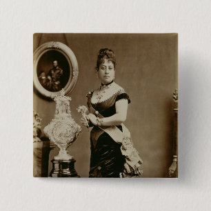 Queen Emma (1836-85) (sepia photograph) 15 Cm Square Badge