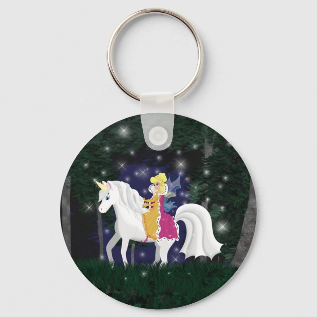 Queen Faery and Unicorn Forest Key Ring (Front)
