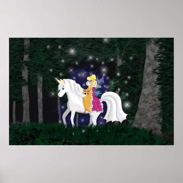 Queen Faery and Unicorn Forest Print (Front)