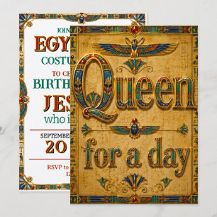 Queen For A Day Egyptian Theme Birthday Invitation