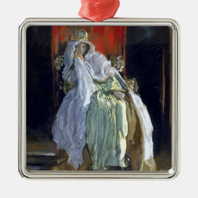 Queen Gertrude (by Edwin Austin Abbey) Metal Tree Decoration (Front)