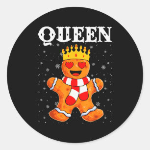 Queen Gingerbread Merry Christmas Matching Family  Classic Round Sticker