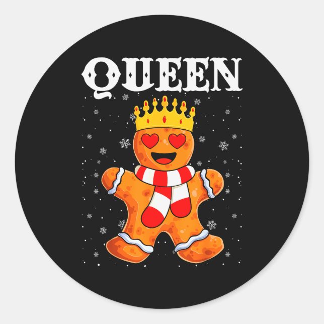 Queen Gingerbread Merry Christmas Matching Family  Classic Round Sticker (Front)