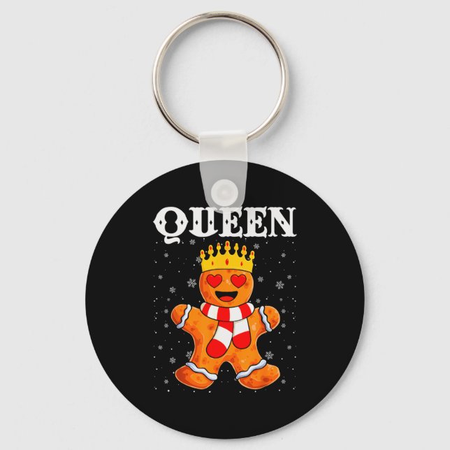 Queen Gingerbread Merry Christmas Matching Family  Key Ring (Front)