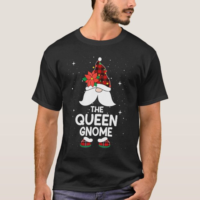 Queen Gnome Buffalo Plaid Matching Family Christma T-Shirt (Front)