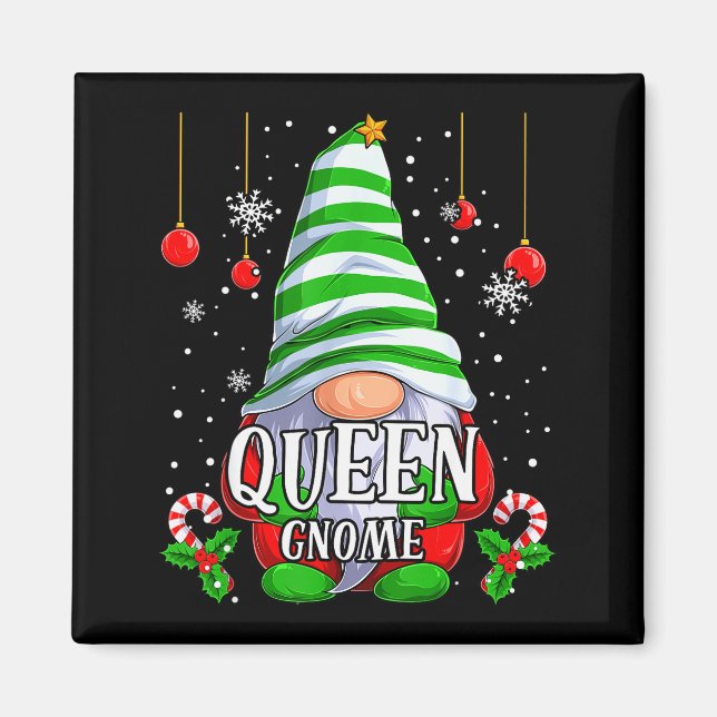 Queen Gnome Christmas Pajamas Matching Family Grou Magnet (Front)