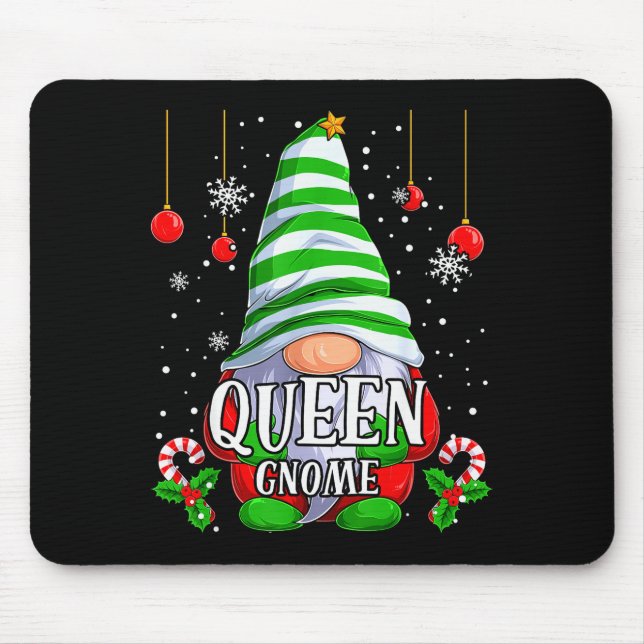 Queen Gnome Christmas Pajamas Matching Family Grou Mouse Mat (Front)