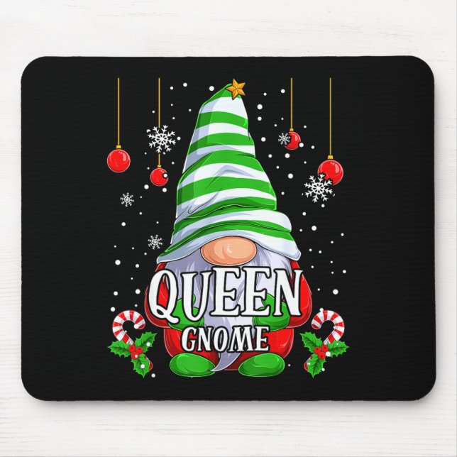Queen Gnome Christmas Pajamas Matching Family Grou Mouse Mat (Front)
