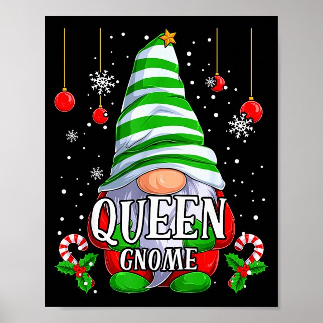 Queen Gnome Christmas Pajamas Matching Family Grou Poster (Front)