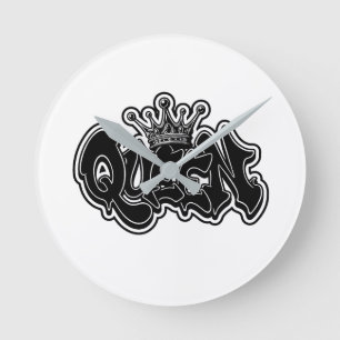 Queen Graffiti Design Round Clock