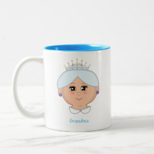 Queen Grandma with Light Blue Crown Two-Tone Coffee Mug