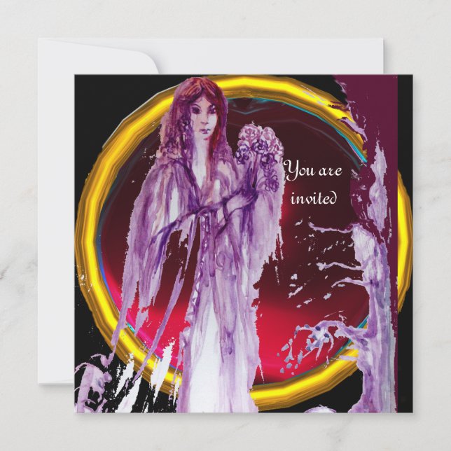 QUEEN GUINEVERE gem burgundy Invitation (Front)