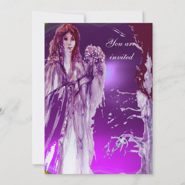 QUEEN GUINEVERE purple fuchsia red white Invitation (Front)