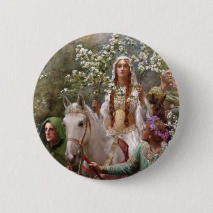 Queen Guinevere's Maying c. 1900 by John Collier 6 Cm Round Badge