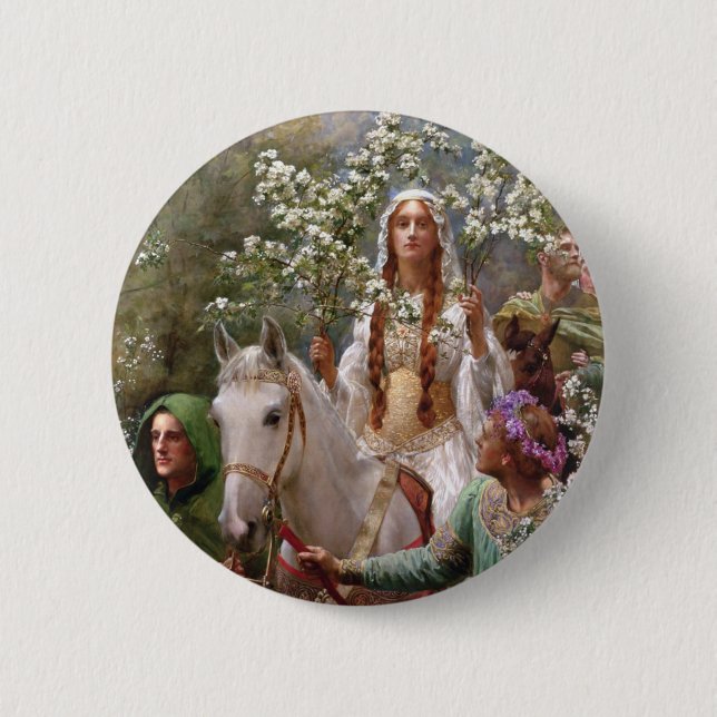 Queen Guinevere's Maying c. 1900 by John Collier 6 Cm Round Badge (Front)