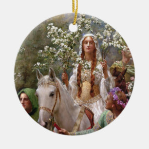 Queen Guinevere's Maying c. 1900 by John Collier Ceramic Tree Decoration