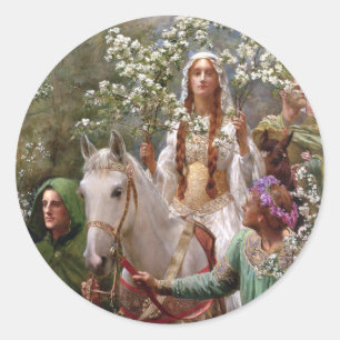 Queen Guinevere's Maying c. 1900 by John Collier Classic Round Sticker