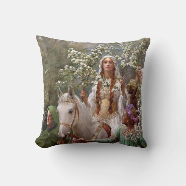 Queen Guinevere's Maying c. 1900 by John Collier Cushion (Front)