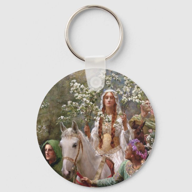Queen Guinevere's Maying c. 1900 by John Collier Key Ring (Front)