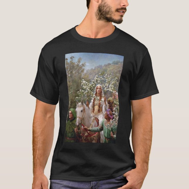 Queen Guinevere's Maying c. 1900 by John Collier T-Shirt (Front)