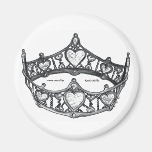 Queen Heart Monotone Silver Crown Tiara white Magnet