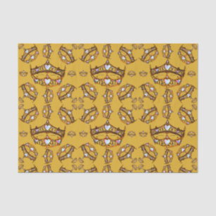 Queen Hearts Gold Crown Tiara pattern mustard Tissue Paper