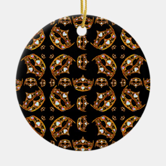 Queen Hearts Gold Crown Tiaras black ornament (Front)