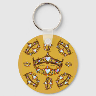 Queen Hearts Gold Crowns Tiaras mustard gold Key Ring