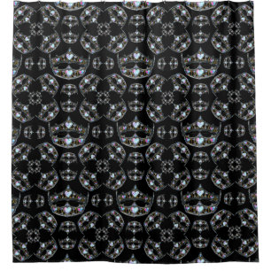 Queen Hearts Silver Crown Tiara Black Shower Curtain