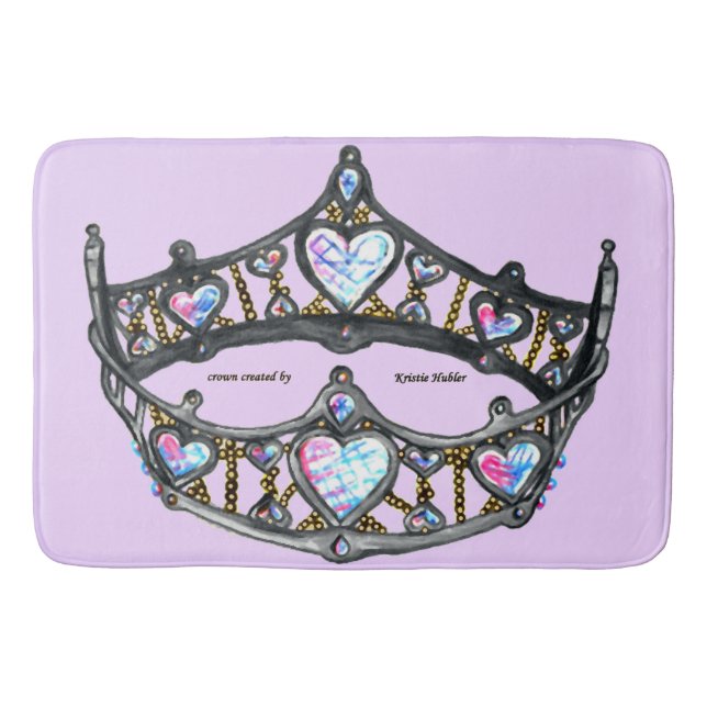 Queen Hearts Silver Crown Tiara pink lilac bath Bath Mat (Front)