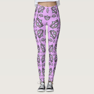 Queen Hearts Silver Crown Tiara pink lilac legging
