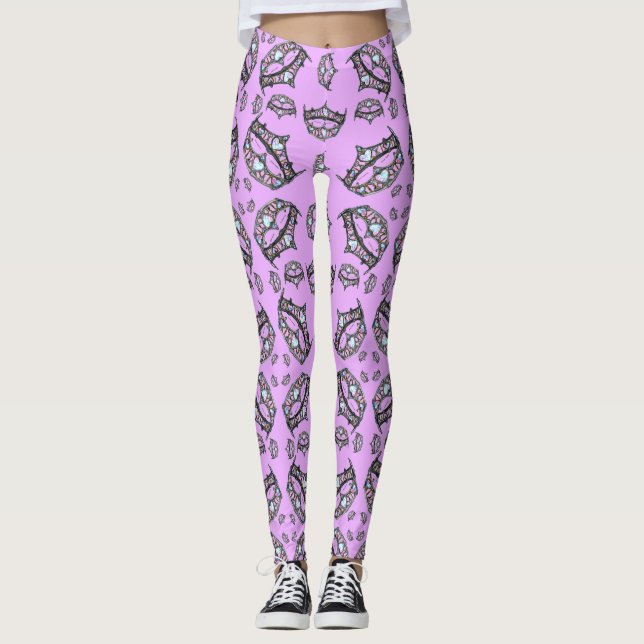 Queen Hearts Silver Crown Tiara pink lilac legging (Front)