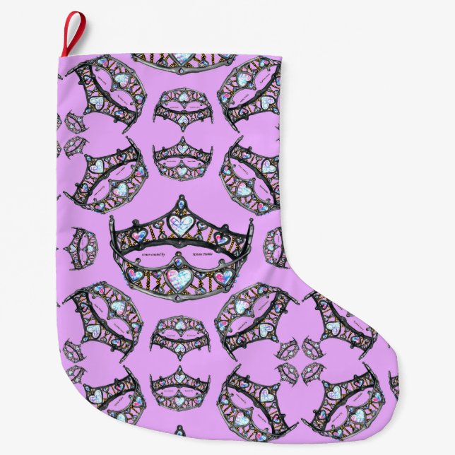 Queen Hearts Silver Crowns Tiaras pink stocking (Front)