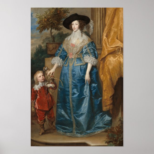 Queen Henrietta Maria with Sir Jeffrey Hudson Poster (Front)