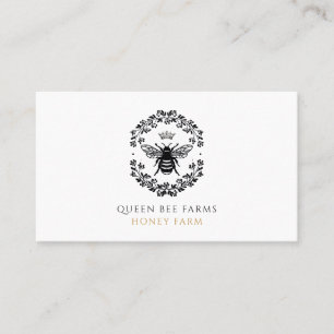 Queen Honey Bee Crown Black White Gold Apiary  Business Card