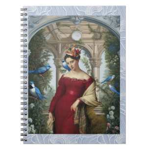 Queen in red with Blue birds Notebook