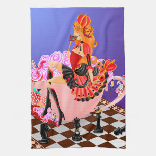Queen in teacup  Tea Towel