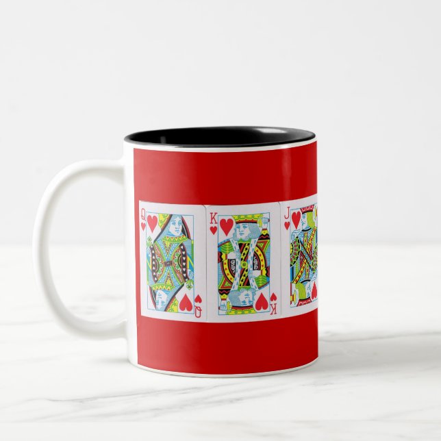 Queen,King,Jack of Hearts Two-Tone Coffee Mug (Left)