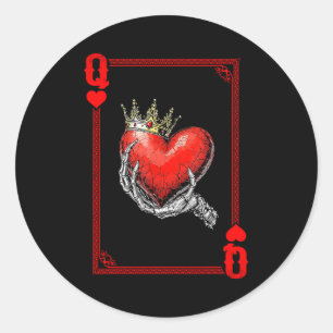 Queen King Of Hearts Playing Card Couple Matching Classic Round Sticker