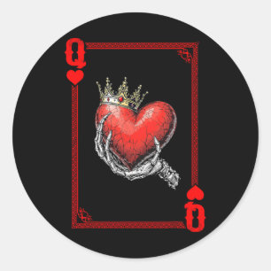 Queen King Of Hearts Playing Card Couple Matching Classic Round Sticker