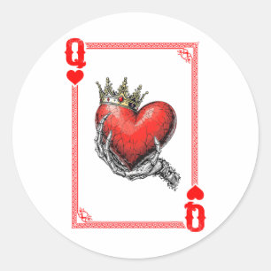 Queen King Of Hearts Playing Card Couple Matching  Classic Round Sticker