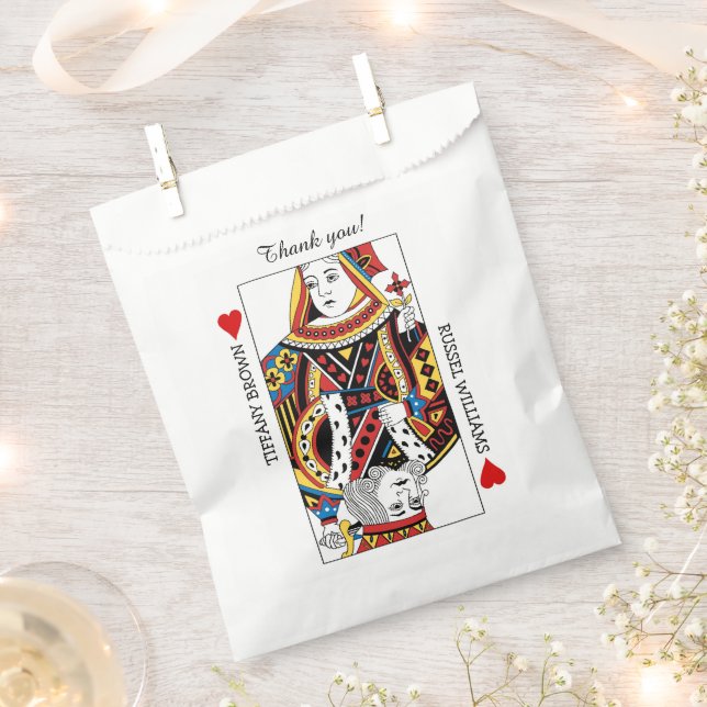Queen & King of Hearts Wedding Favour Bags (Clipped)