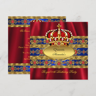 Queen King Prince Royal Blue Regal Red Crown 2 Invitation