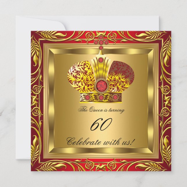 Queen King Royal Red Gold Elite Birthday Party Invitation (Front)