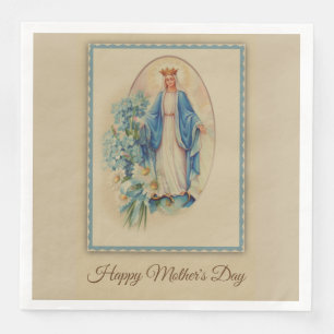 Queen Lady of Grace Virgin Mary Mother Flowers Napkin