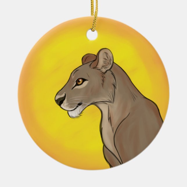 Queen Lioness Ceramic Tree Decoration (Front)