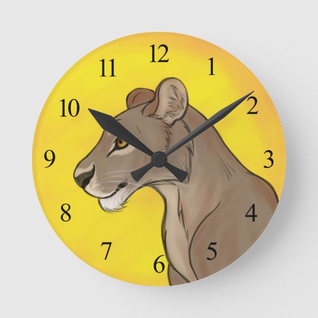 Queen Lioness Round Clock (Front)