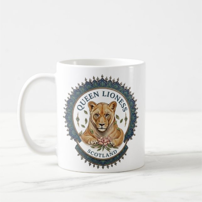 Queen Lioness. Scotland Coffee Mug (Left)